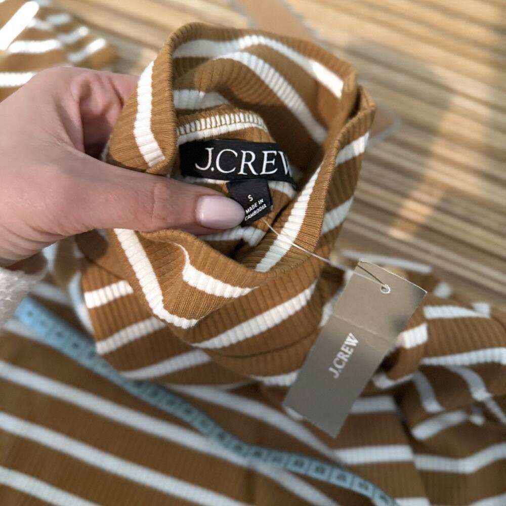 J. Crew Vintage Rib Turtleneck Gold Buttons Striped Preppy Small NWT 1915 - Picture 11 of 11